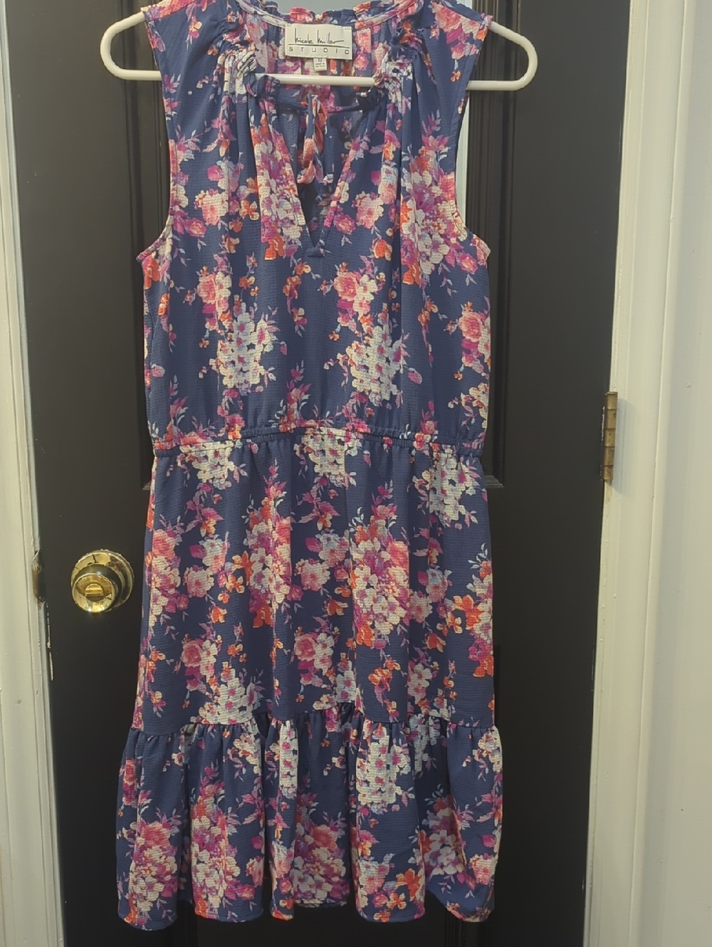 Nicole Miller Blue Floral Midi Dress